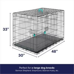 Frisco Heavy Duty Enhanced Lock Double Door Fold & Carry Wire Dog Crate & Mat Kit & MidWest Quiet Time Fleece Dog Crate Mat -Pet Dog Supplies Shop 947398 PT2. AC SS1800 V1693602742
