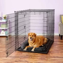 Frisco Heavy Duty Enhanced Lock Double Door Fold & Carry Wire Dog Crate & Mat Kit & MidWest Quiet Time Fleece Dog Crate Mat -Pet Dog Supplies Shop 947398 PT8. AC SS1800 V1693920163