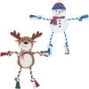 Frisco Holiday Snowman Plush With Rope Squeaky Dog Toy & Frisco Holiday Reindeer Plush With Rope Squeaky Dog Toy