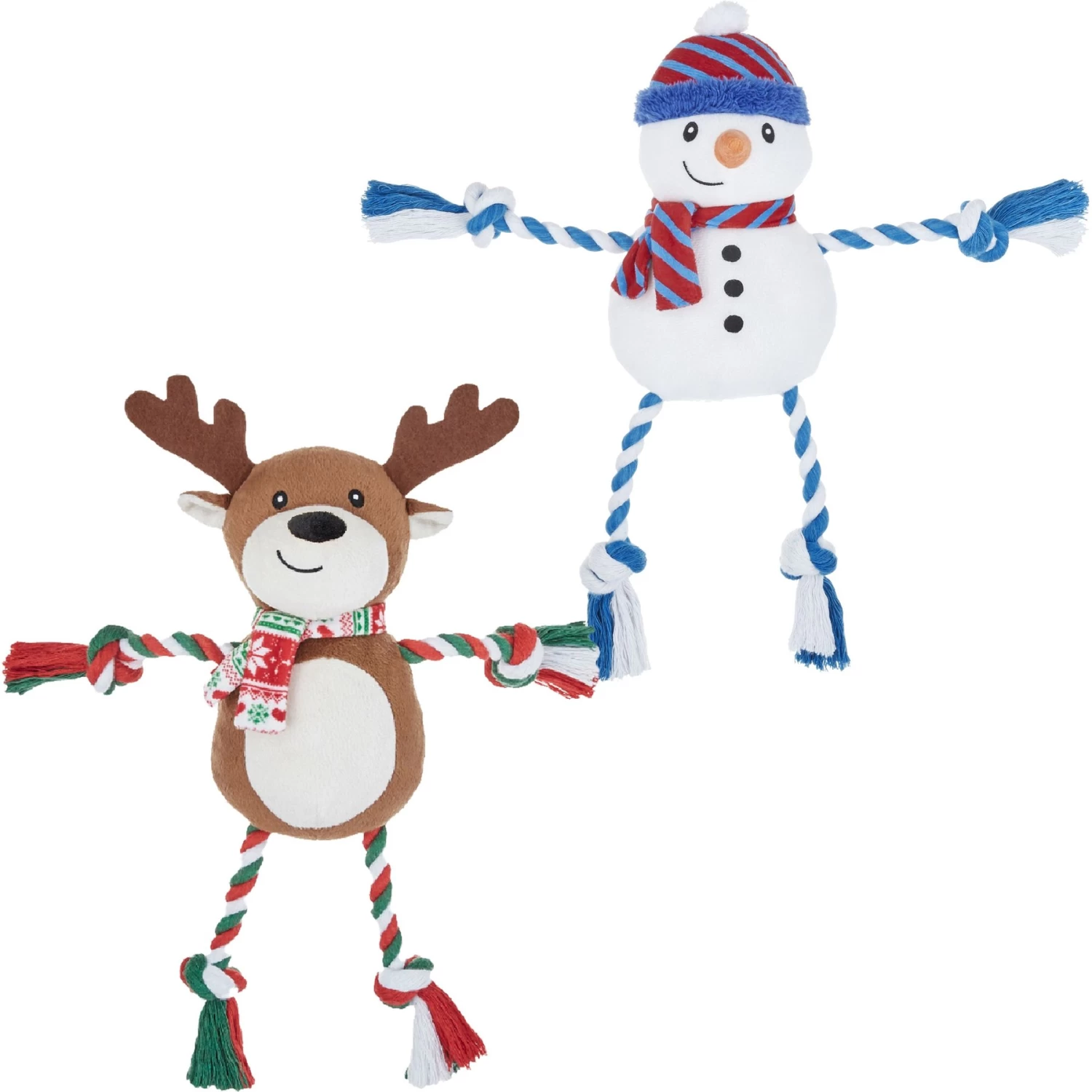 Frisco Holiday Snowman Plush With Rope Squeaky Dog Toy & Frisco Holiday Reindeer Plush With Rope Squeaky Dog Toy 1 Frisco Holiday Snowman Plush With Rope Squeaky Dog Toy & Frisco Holiday Reindeer Plush With Rope Squeaky Dog Toy