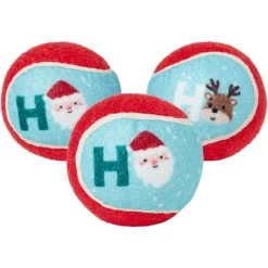 Frisco Holiday Santa's Helpers Plush Squeaky Dog Toy, 3 Count & Frisco Holiday Ho Ho Ho Fetch Squeaky Tennis Ball Dog Toy -Pet Dog Supplies Shop 986214 PT5. AC SS1800 V1698258463
